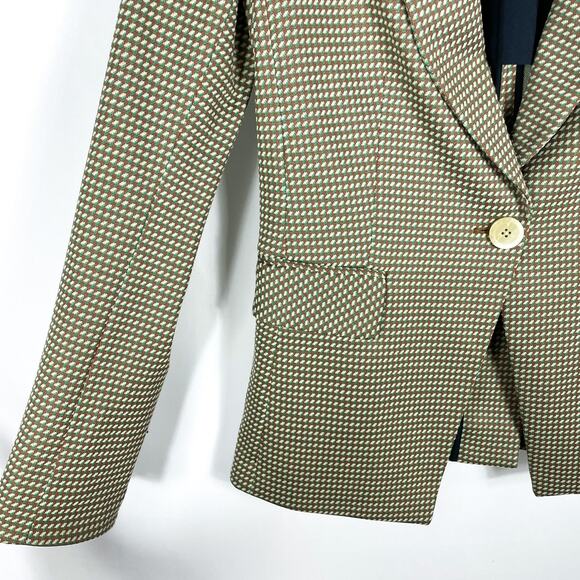 Veronica Beard Zeni Blazer Green Brown Jacket One-Button Long Sleeve Sz 2 - Picture 9 of 14